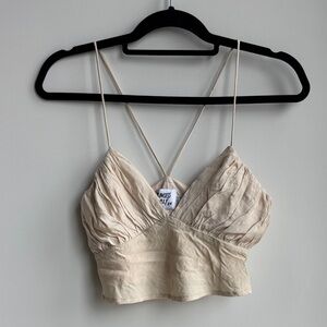 Princess Polly Cream Crop Tank Top Size 2